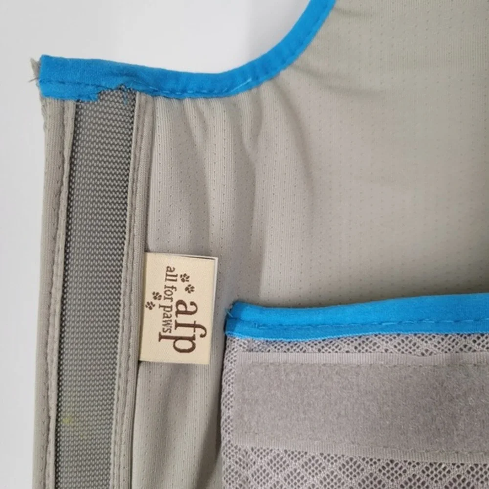 All For Paws Chill Out‎ Dog Cooling Vest Silver Blue Mesh Size Medium NEW